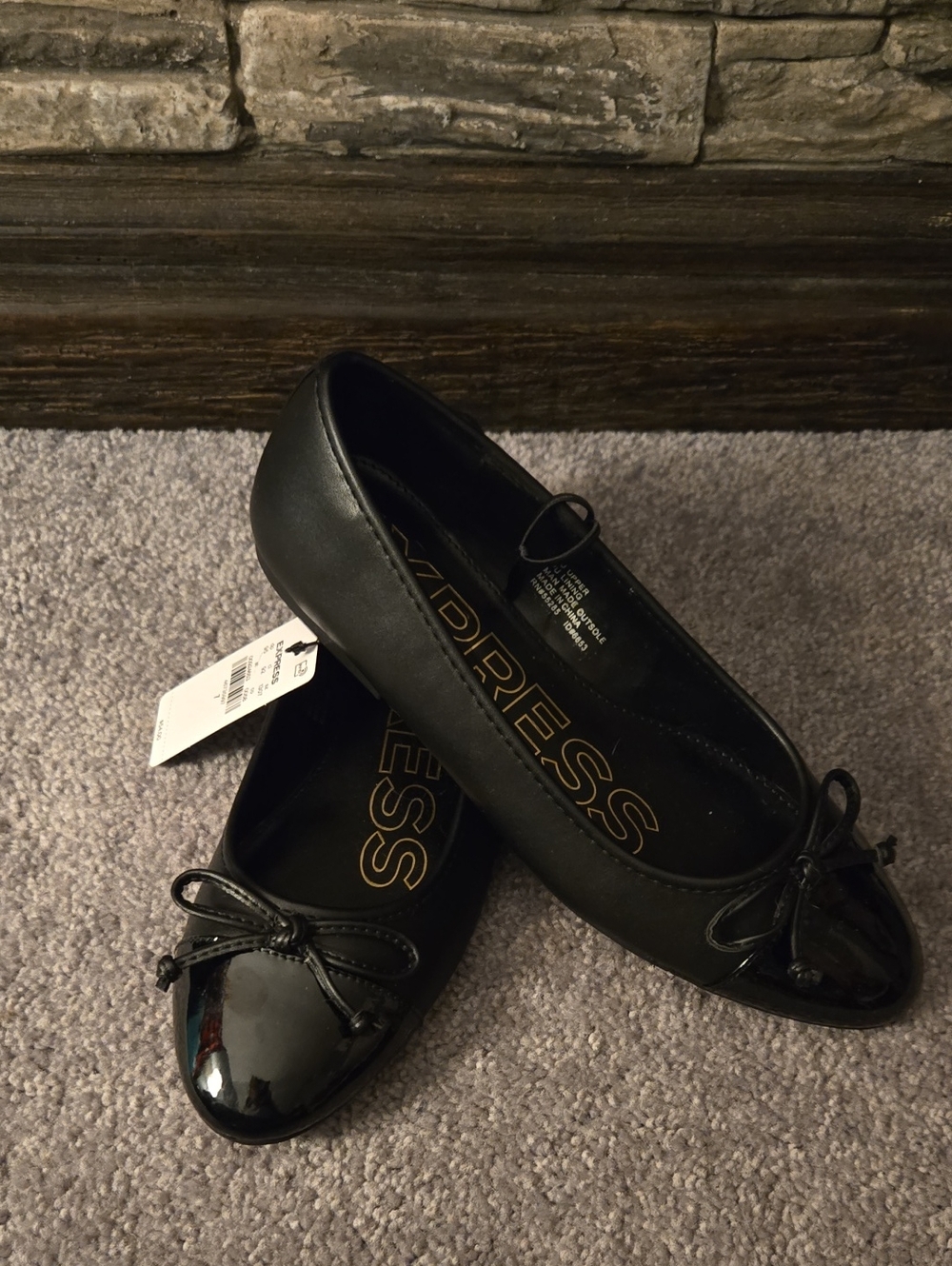 Express Black Patent Toe Ballet Flats